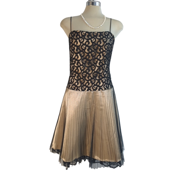 ASPEED Black Lace Top And Gold Mesh and Satin Strapless Dress Size XL Grande - Picture 15 of 16